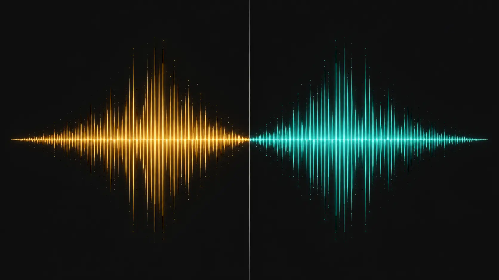 Treblo vs Suno 2026 — real audio test comparing LUFS, dynamic range, and sound quality on the same prompt Treblo vs Suno AI music generator comparison — split waveform, two generators tested with the same prompt